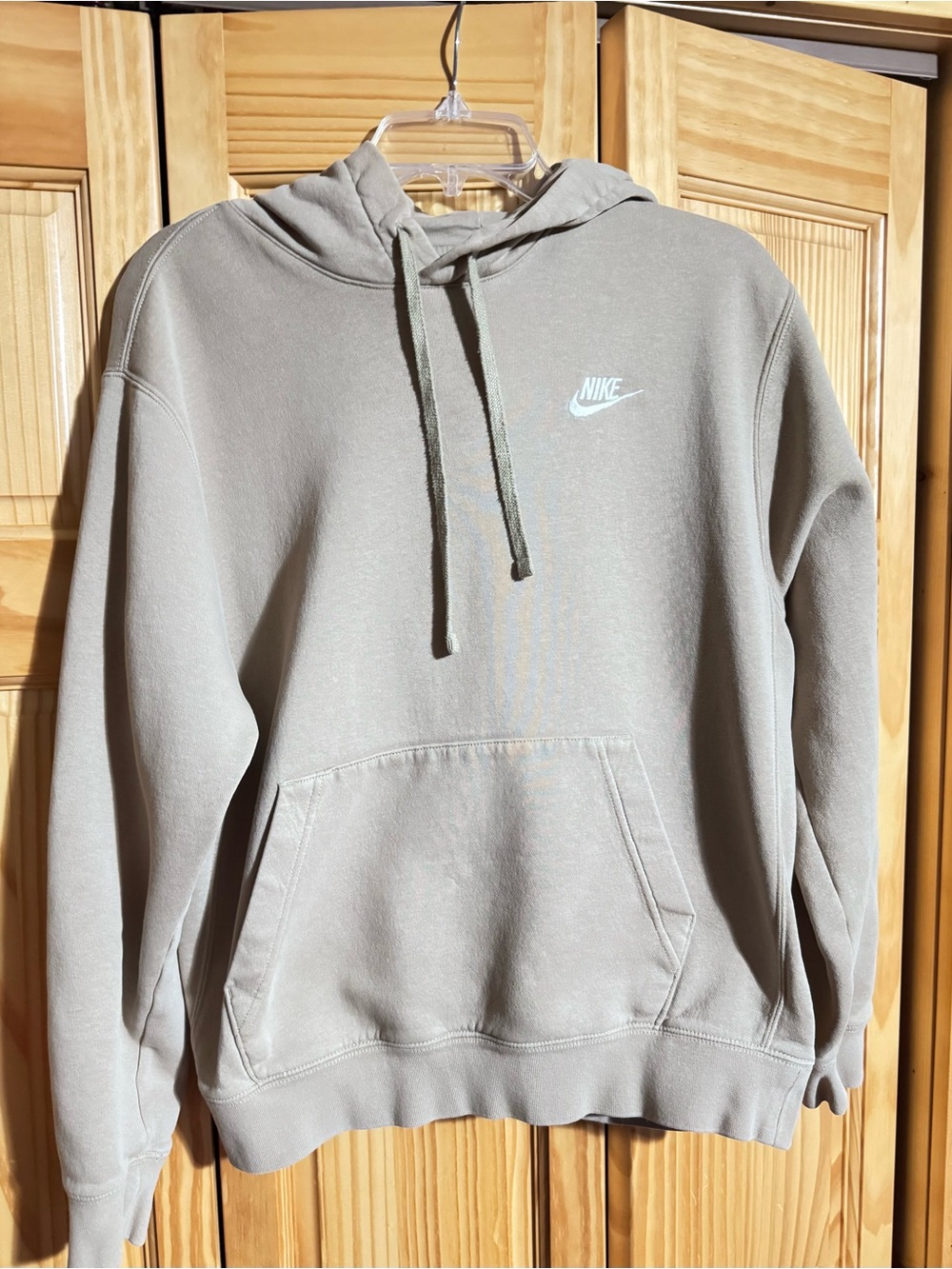 Nike Beige Pullover Hoodie with Small White Swoosh